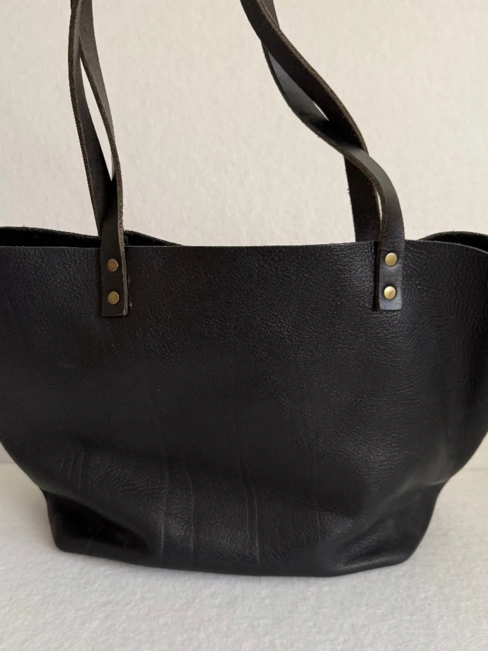 Portland Leather Goods PLG Classic Large Tote in Pebbled Black and Blandles VGUC